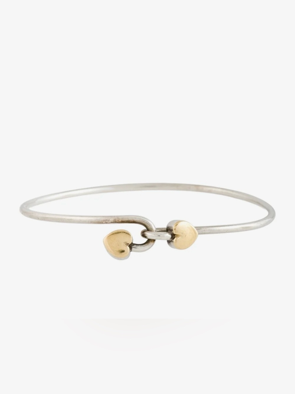 Tiffany and Company 18K and Sterling Silver Heart Hook Bangle